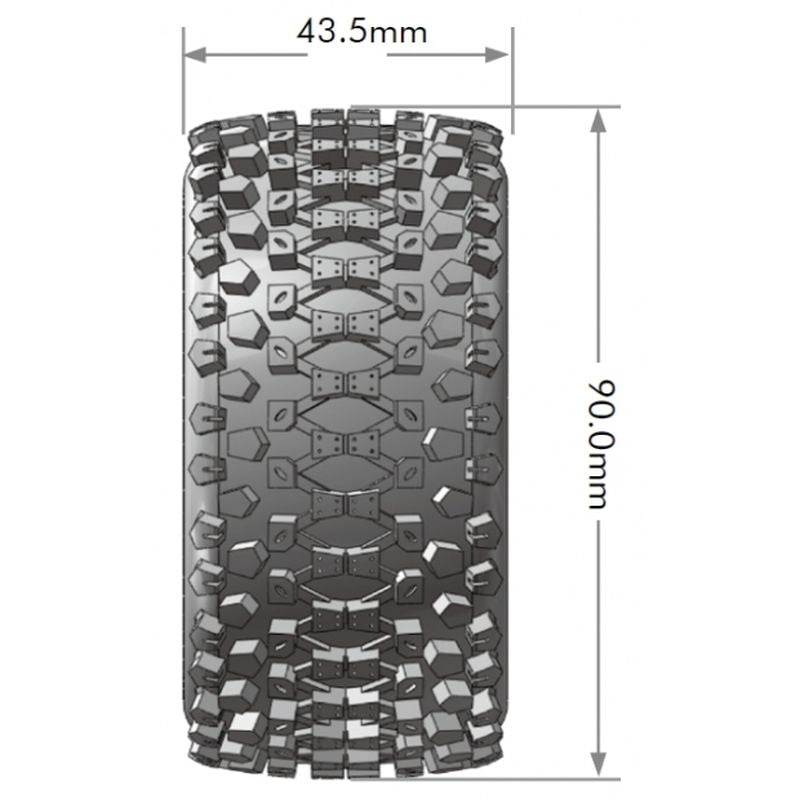 Louise R/C E-Uphill 1/10 4WD Rear Buggy Tires Soft, Mounted White (12mm Hex)