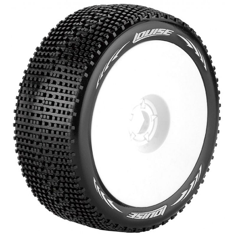 Louise R/C B-Groove 1/8 Buggy Tires Soft, Mounted on White Wheels (17mm Hex)