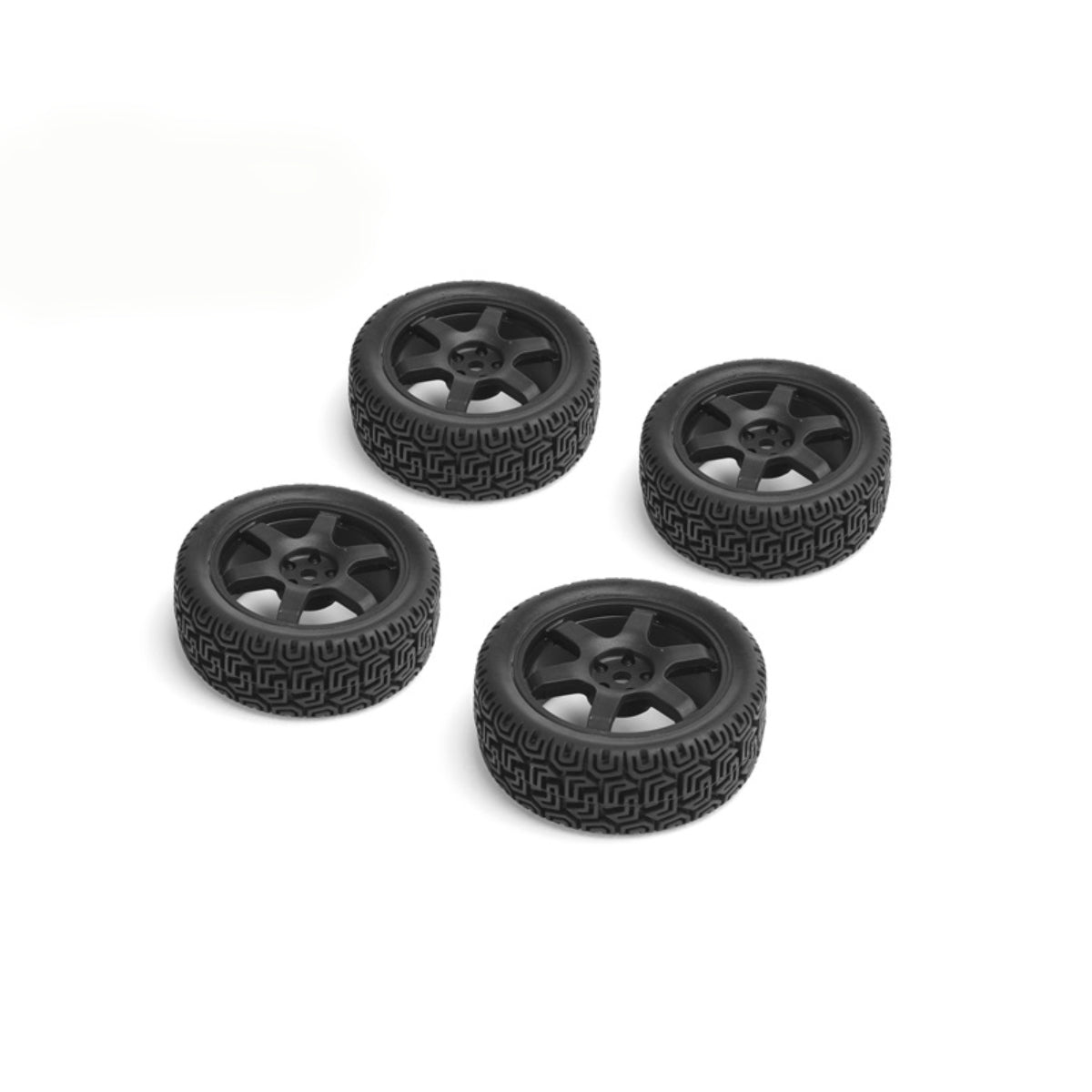 Louise R/C Rally Tires on 6-Spoke Black Wheels (4pc) for LRX Rally, LDX Drift, LTX Touring