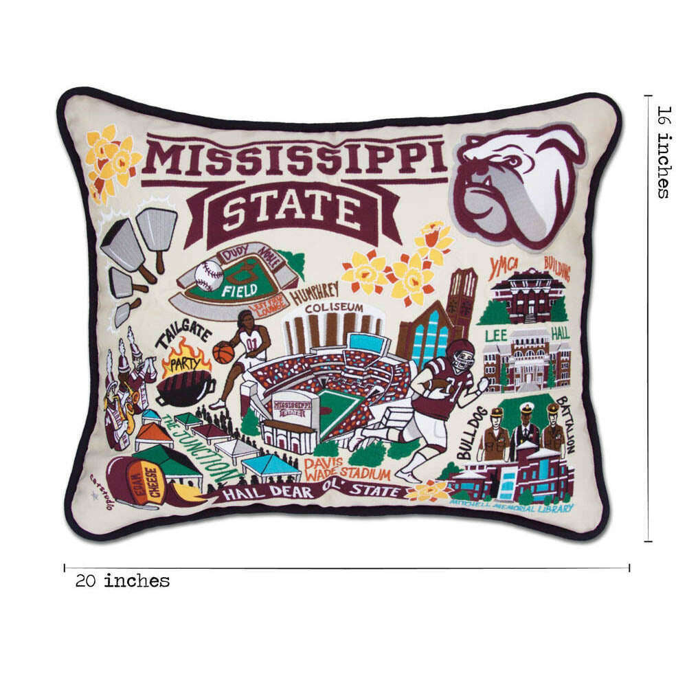 Mississippi State University Collegiate Embroidered Pillow by CatStudio
