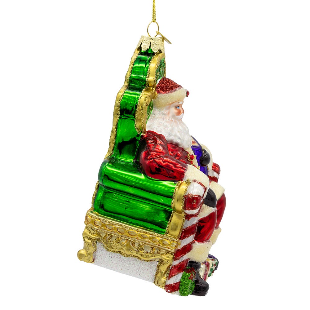 Bellissimo Glass Santa On Throne Ornament