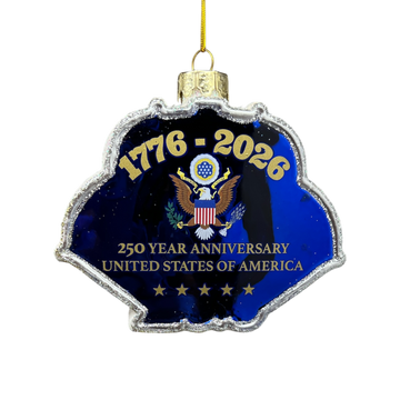 Celebratory 250th Anniversary U.S. Flag Glass Ornament