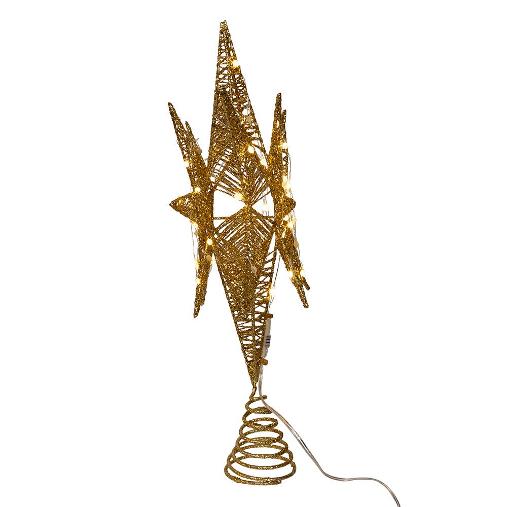 Warm White Micro LED Gold Starburst Treetop - 15 inch