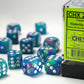 Festive Waterlily/white 16mm d6 Dice Block (12 dice)