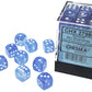 Borealis Sky Blue/white Luminary 12mm d6 Dice Block (36 dice)
