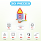 Tinamiri Supermag - House 30 - Magnetic Building Set, Educational construction fun, 30 piece set, Magnet Toys, 0662