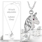 Cubic Zirconia Silver Unicorn Necklace for Girls Crystal Pendant Jewelry with Gift Box, 18 inch