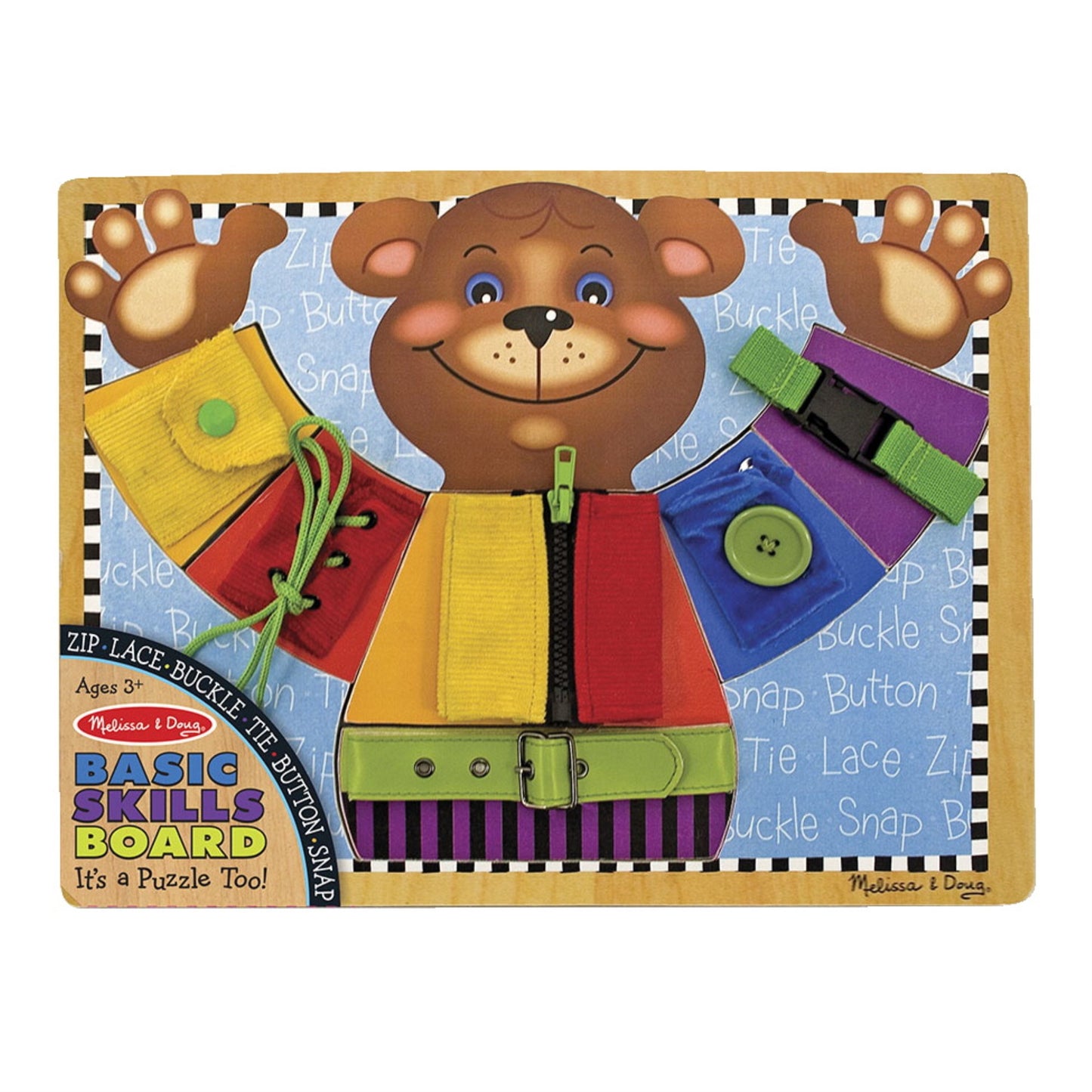 Melissa & Doug Basic Skills Puzzle Board - Wooden Educational Toy for Fine Motor Skills, Ages 3+, Multi, Model 3784