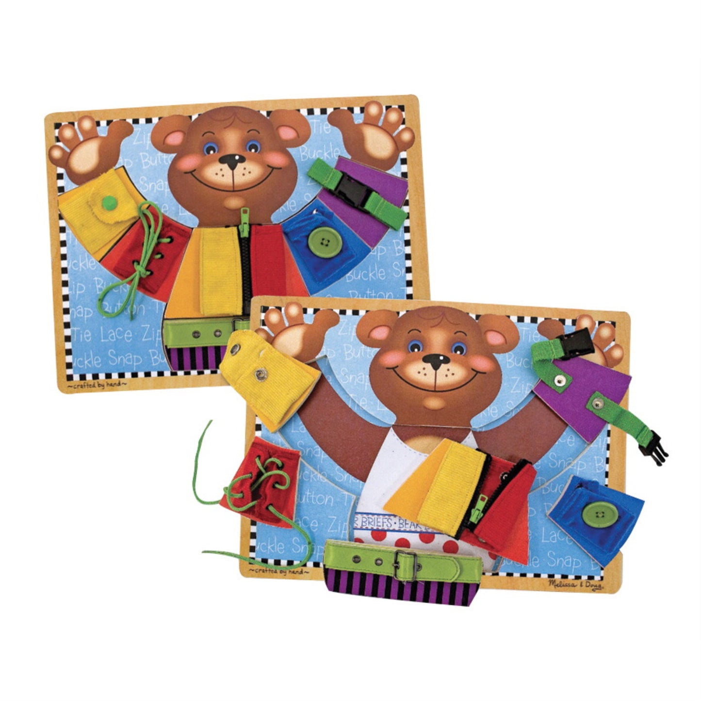 Melissa & Doug Basic Skills Puzzle Board - Wooden Educational Toy Learn To Button Busy Board, Activity For Fine Motor Skills, Developmental Toy For Toddlers Ages 3+