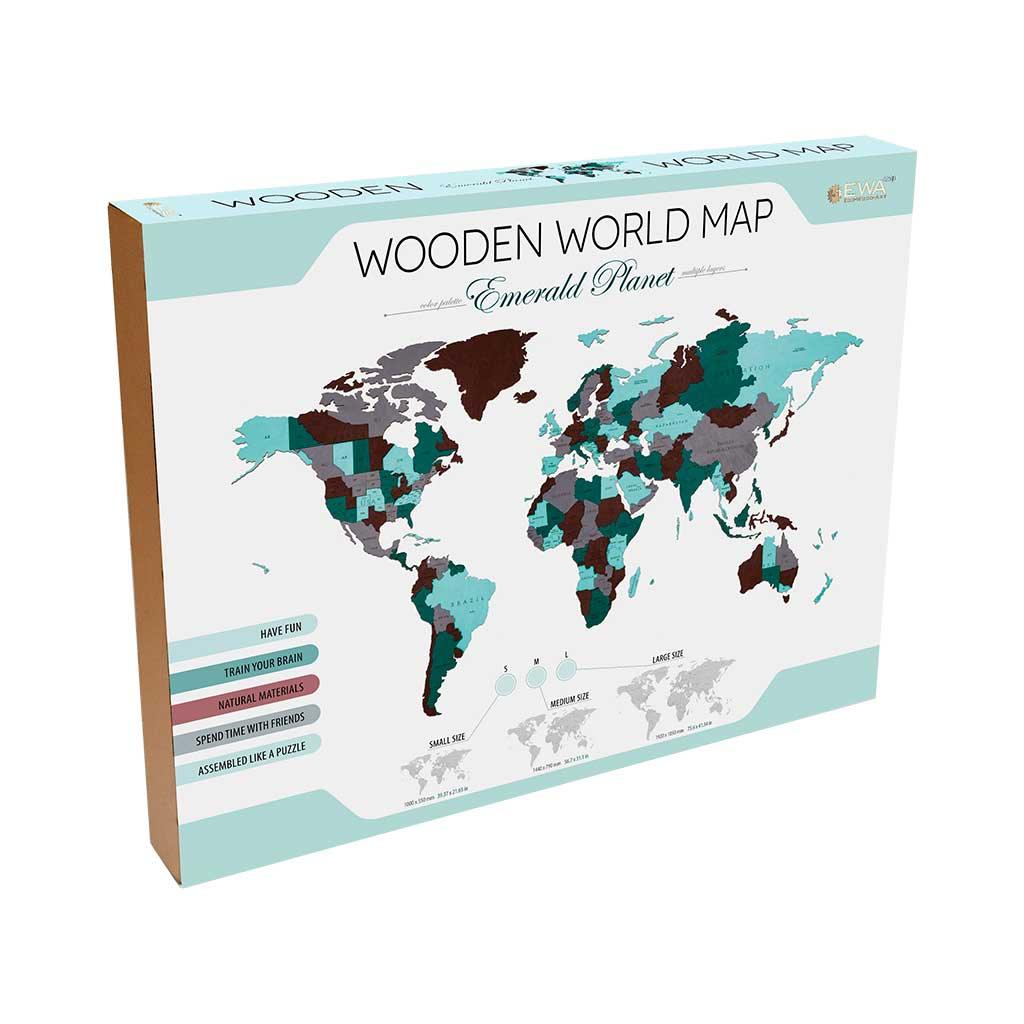 Emerald Planet World Map — Wooden Wall Decor