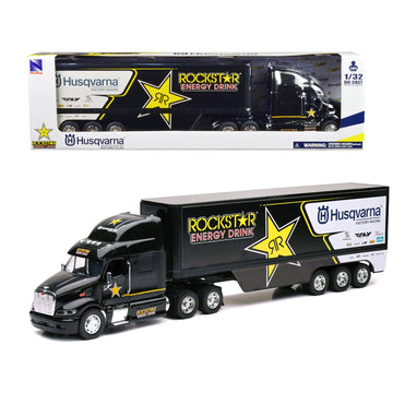 Peterbilt 387 Semi-Truck Black ''Rockstar Energy Drink - Husqvarna Factory Racing'' 1/32 Diecast Model by New Ray