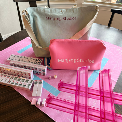 Two color Pink 166-Tiles Mahjong Bundle - American Mahjong Mat Rack Tote