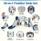 10 in 1 Toddler Slide Set Kids Slide and Climber Playset Indoor Playground