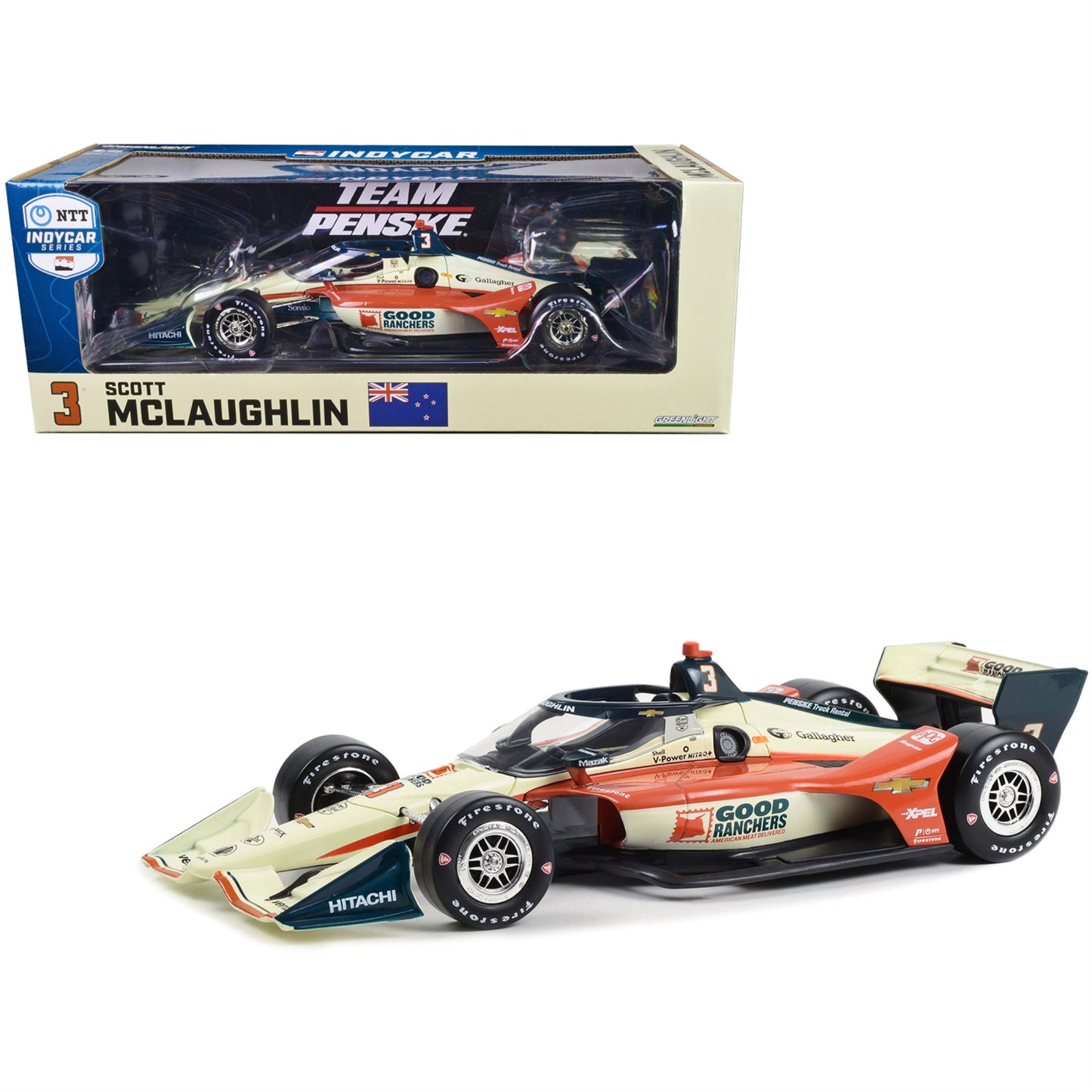 Greenlight Dallara Indycar #3 Scott Mclaughlin Good Ranchers Team Penske (Road Course Configuration) Ntt Indycar Series (2023) 1/18 Diecast Model Car