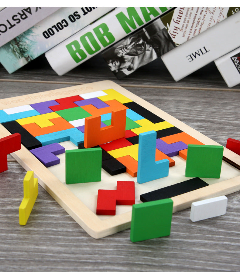 Factory Wooden Early Education Boys and Girls Accumulates Tetris Jigsaw Puzzle 3456-year-old Children's Educational Toys