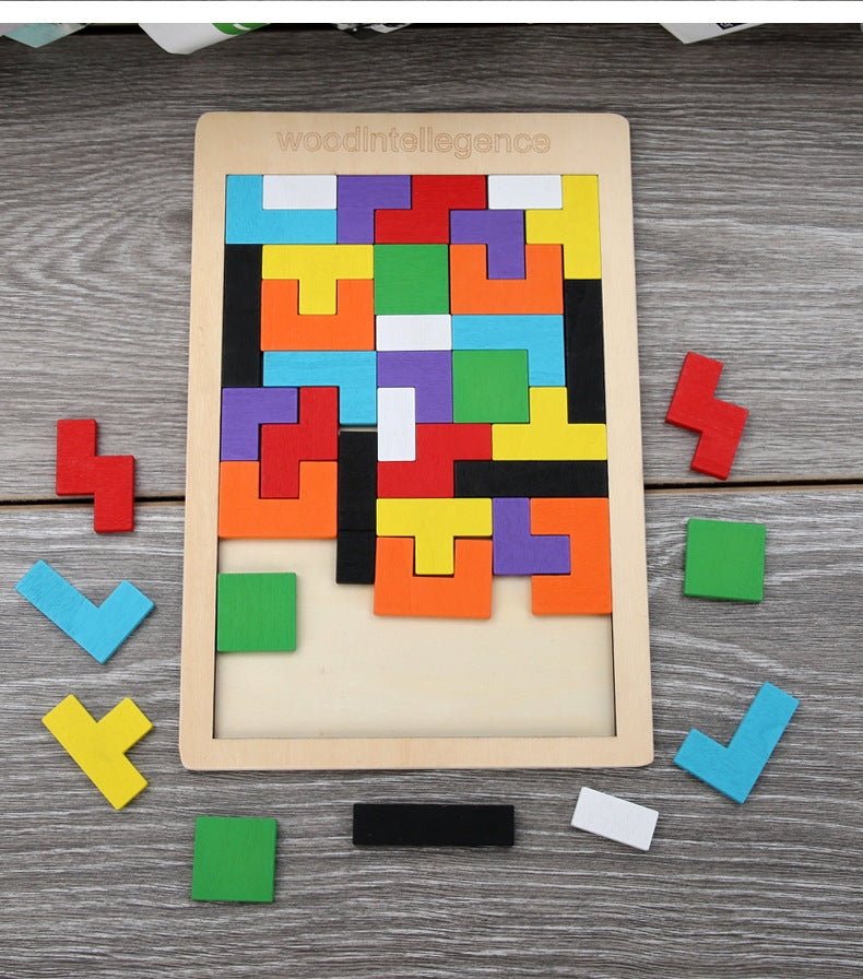 Factory Wooden Early Education Boys and Girls Accumulates Tetris Jigsaw Puzzle 3456-year-old Children's Educational Toys