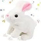 Kidsaholic Hopping Rabbit Interactive Electronic Plush Bunny Toy, White, Walking Bunny with Wiggle Ears and Twitching Nose for K