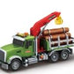 Mostop Logging Truck Toy for Kids, 15'' Yellow Plastic with Crane & 6 Trunks, Friction Powered, Model 666-80P, Perfect Birthday Gift