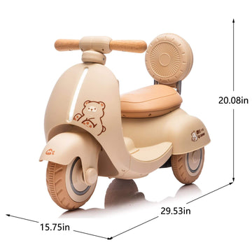 ToyRides Elite 12V Kids Ride On Electric Motorcycle, 1-3 Years, Beige