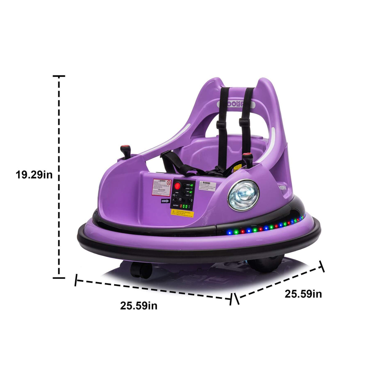ToyRides Elite 12V Ride On Bumper Car for Kids, 1.5-5 Years Old, Purple