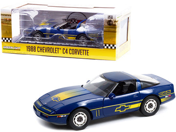 1988 Chevrolet Corvette C4 Dark Blue With Yellow Stripes ''Corvette Challenge Race Car'' 1/18 Diecast Model Car By Greenlight