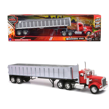 Kenworth W900 Frameless Dump Truck Red and Chrome ''Long Haul Trucker'' Series 1/32 Diecast Model by New Ray