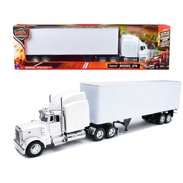 Peterbilt 379 Truck with Dry Goods Trailer White ''Long Haul Trucker'' Series 1/32 Diecast Model by New Ray