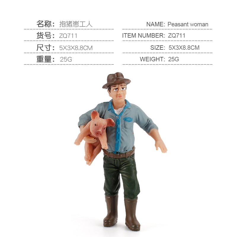Children's Artificial Farm Poultry Ornaments Plus Pig Model Male and Female Pig Hugging Pig Worker Creative Pig Raising Hand Toy