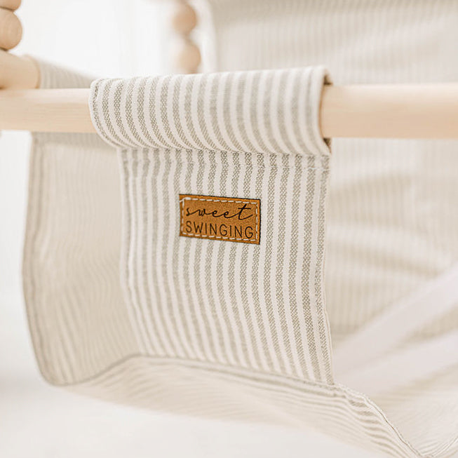 Indoor High Back Cotton Baby & Toddler Swing-Greige/Vanilla Stripe