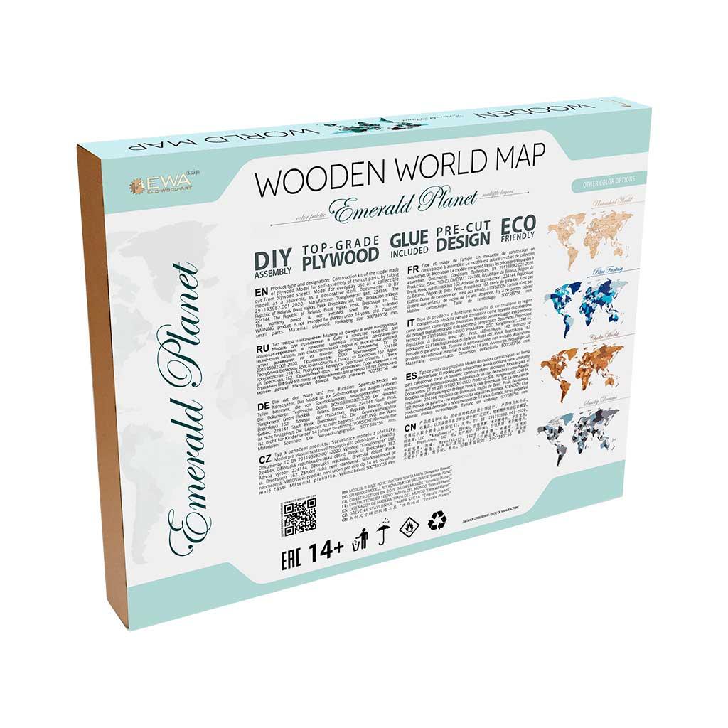 Emerald Planet World Map — Wooden Wall Decor