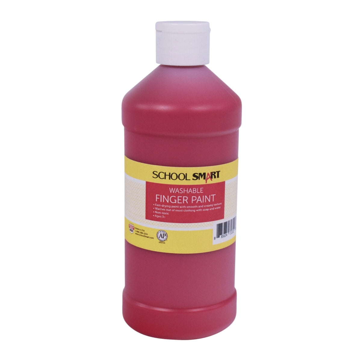School Smart Washable Finger Paint, Red, 1 Pint