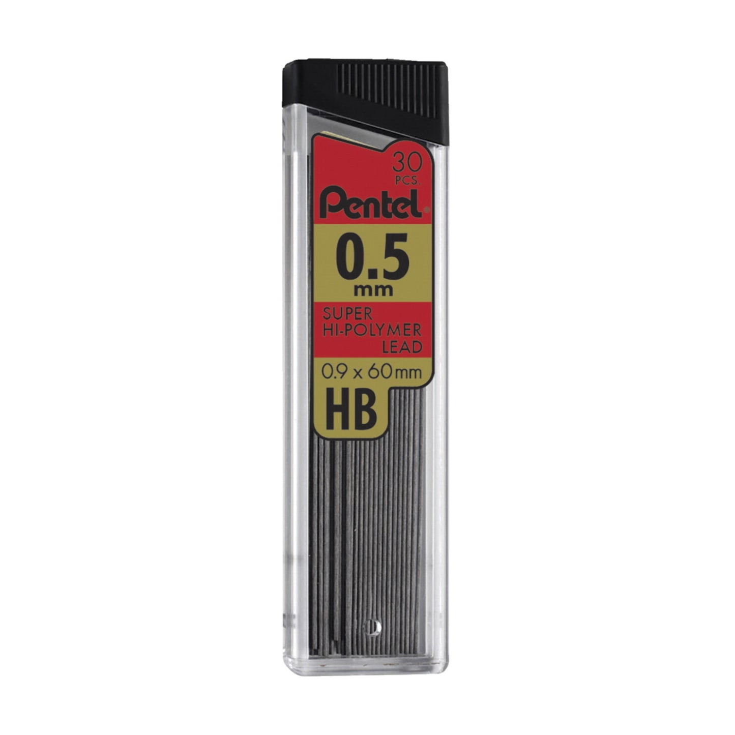 Pentel Super Hi-Polymer Lead Refill, 0.5 Mm Fine Hb, Pack Of 12 Tubes