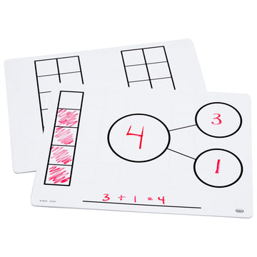 Didax Educational Resources Write-On Wipe-Off Five and Ten-Frame Mats, Set of 10