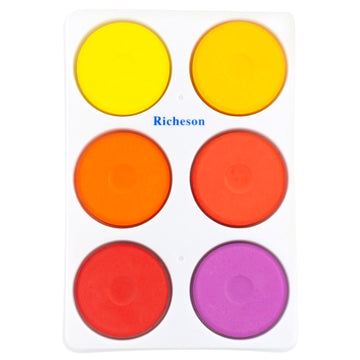 Jack Richeson Tempera Cakes Set of 6, Large Size, Assorted Warm Colors, Model 101270