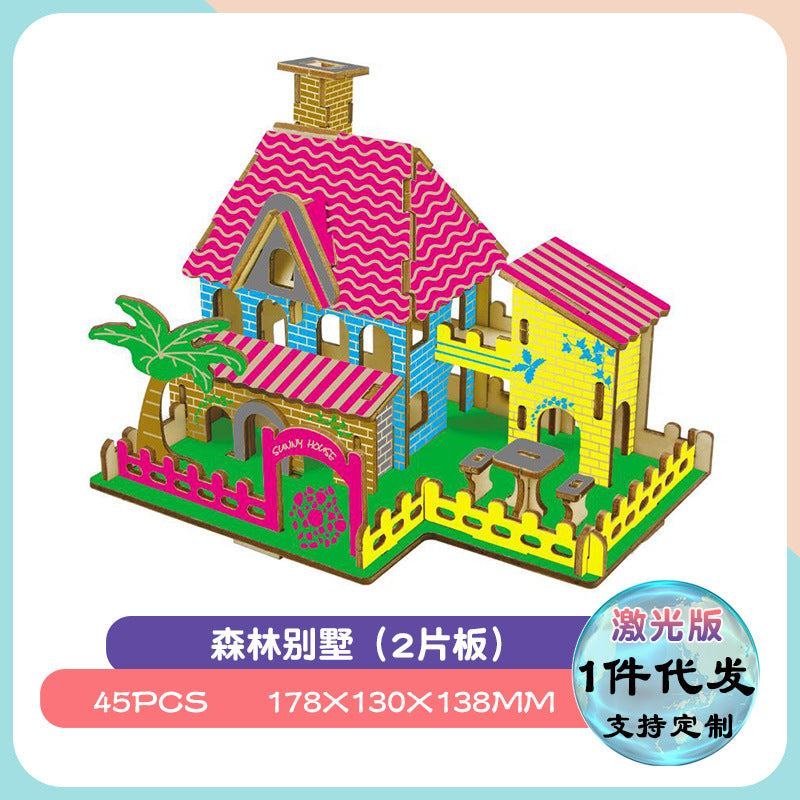 diy hut assembled small house model children's puzzle handmade three-dimensional jigsaw puzzle stall children's toys
