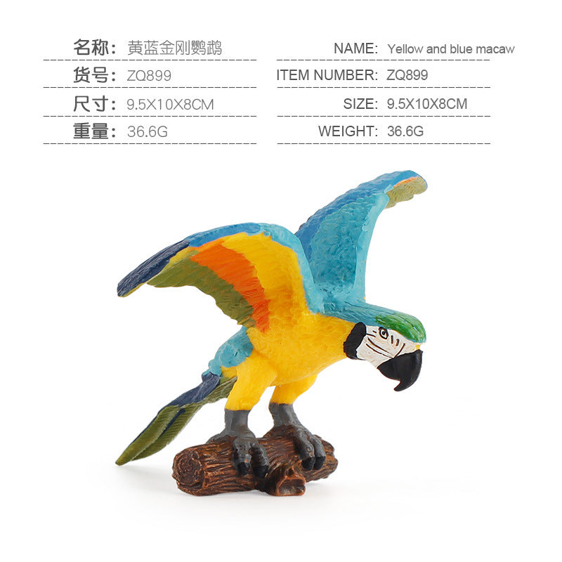 Simulated Real Wild Animal Bird Model, Diamond Parrot, Flamingo, Bird, Bird, 9-Piece Figure Set