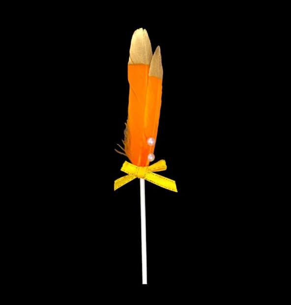 Lyba Moulds Feather Pearl Decorating Cake Topper, Orange