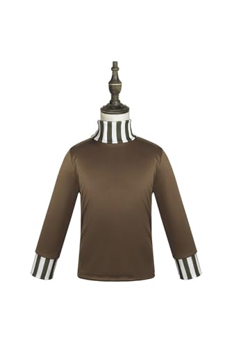 Cekalue Kids Cosplay Costume Tops Straps Pants Stockings Chocolate Stripe Worker Uniform Set Halloween Cosplay Outfits