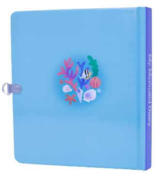 Mollybee Kids' Diary Notebook For Girls, Mermaid Theme, 5.5 X 6.25 Inches, 208 Lined Pages, Padlock With 2 Keys, Blue