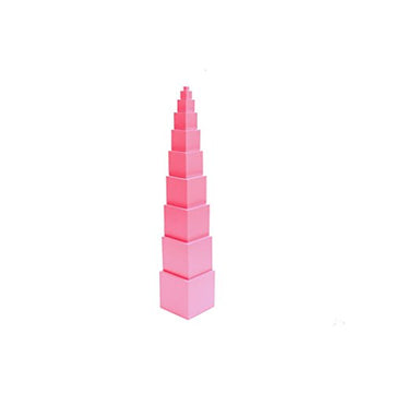 Adena Montessori Pink Tower Toy - Small Beech Wood Educational Model A040