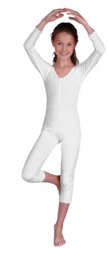 Girls Velvet Unitard  White - Extra Small 3-4