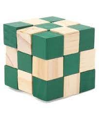 Cubeskool Wooden Snake Cube Puzzle Toy In Green Pack Of 2