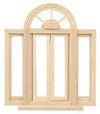 Dollhouse Miniature 1/2 Scale Circlehead Double Casement Window