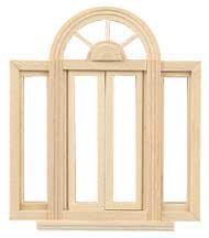 Dollhouse Miniature 1/2 Scale Circlehead Double Casement Window