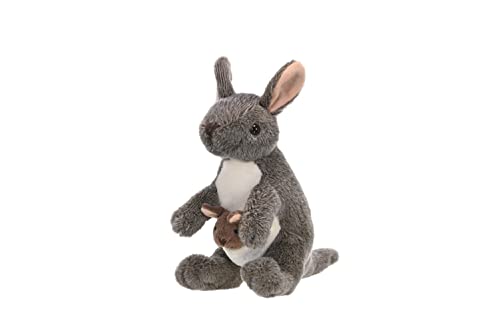 WILD REPUBLIC Kangaroo with Joey Plush Toy, 8" Gray Stuffed Animal, Model 10867