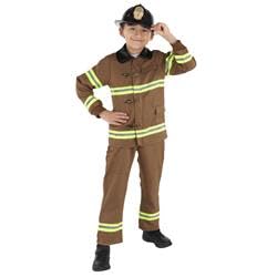 Brown Fire Fighter Boys Costume - Large - Age Group 12-14 Years