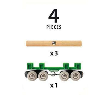 Brio World - 33696 Lumber Loading Wagon | 4 Piece Toy Train Set For Kids | Fsc-Certified Wooden Components | Ideal For Ages 3 And Up - Green