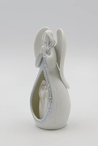Appletree Design Medium Size Angel With Nativity Scene, Lighted, Includes Cord And Light Bulb, 8-Inch Tall
