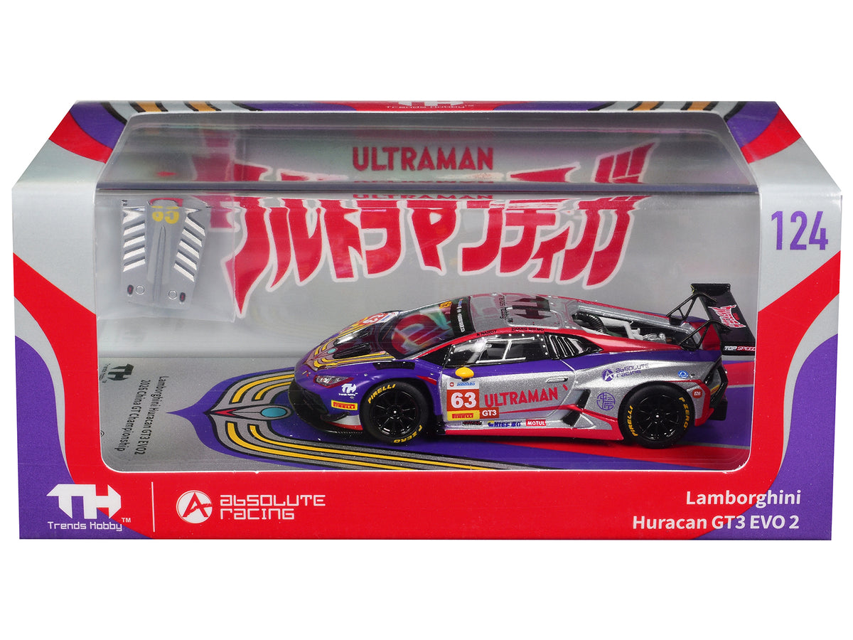 Lamborghini Huracan GT3 EVO 2 #63 Akash Nandy - Zhang Shi Mo inchUltramaninch inchChina GT Championshipinch (2026) 1/64 Diecast Model Car by Trends Hobby