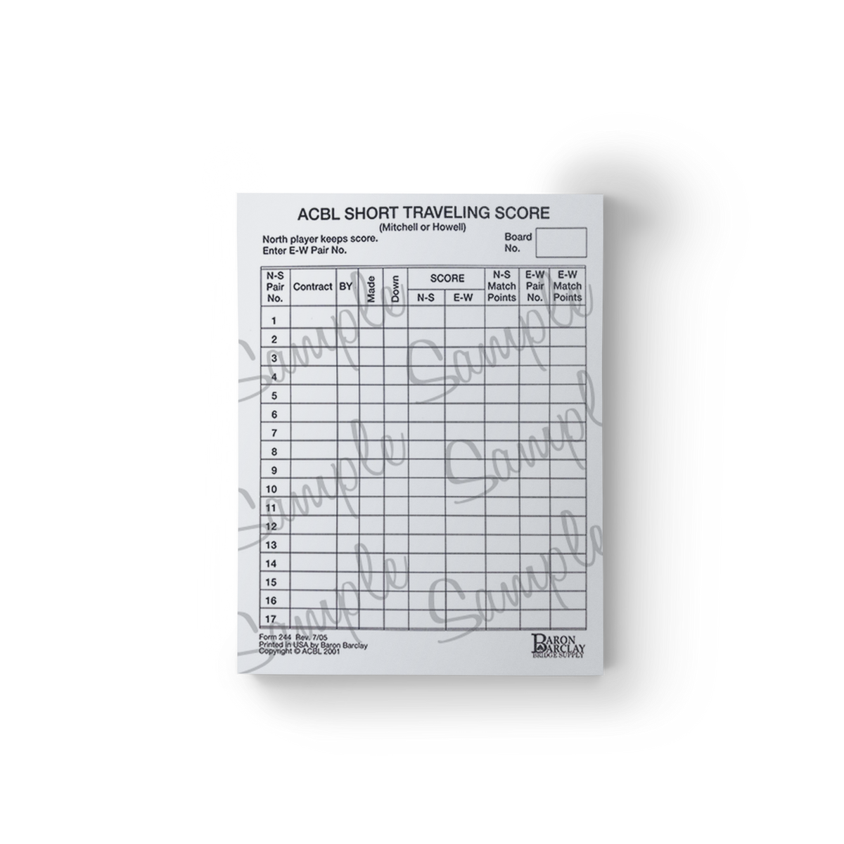 Acbl Yellow Card.pdf ACBL Short Traveling Score Pad (200 Sheets) #244 – Toytooth